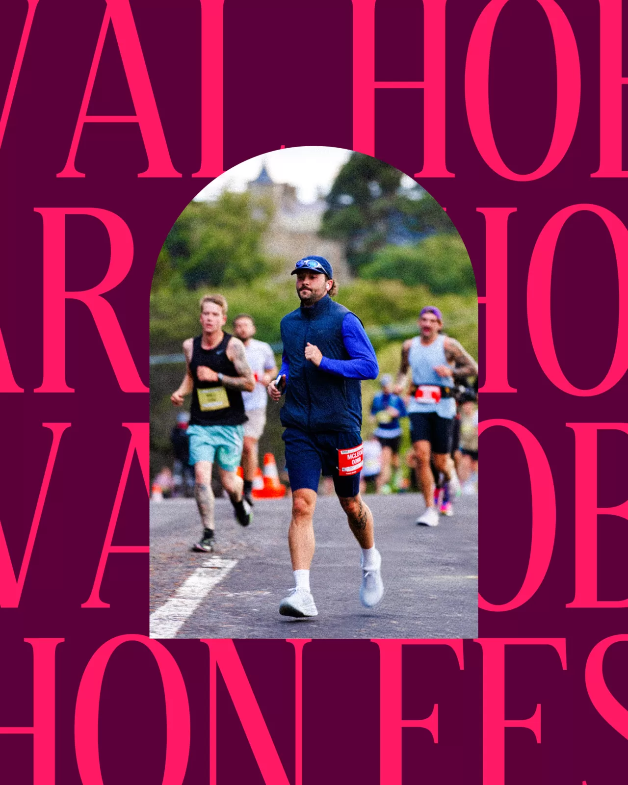 Hobart Marathon Festival display type with runners
