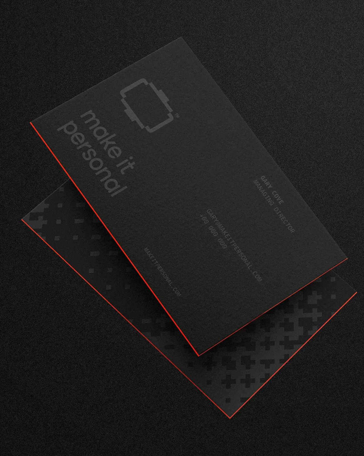 Business cards with red edge paint